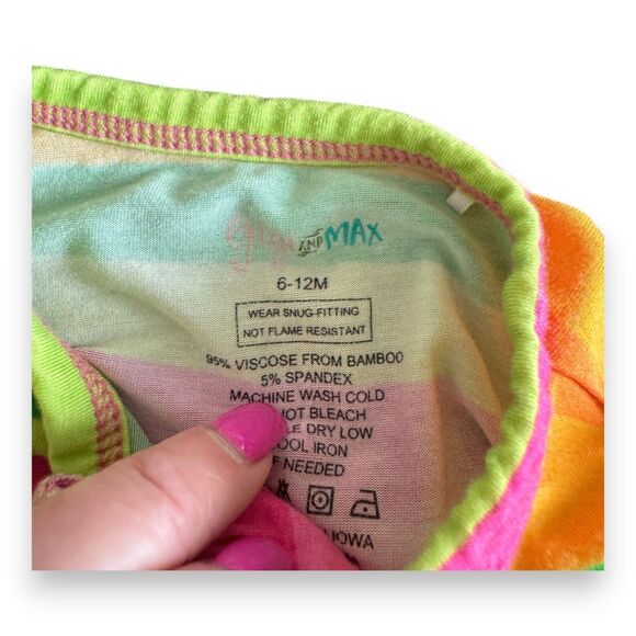 Gigi and Max Stephanie Neon Striped Ruffle Zippy 6-12 Months - Picture 3 of 3